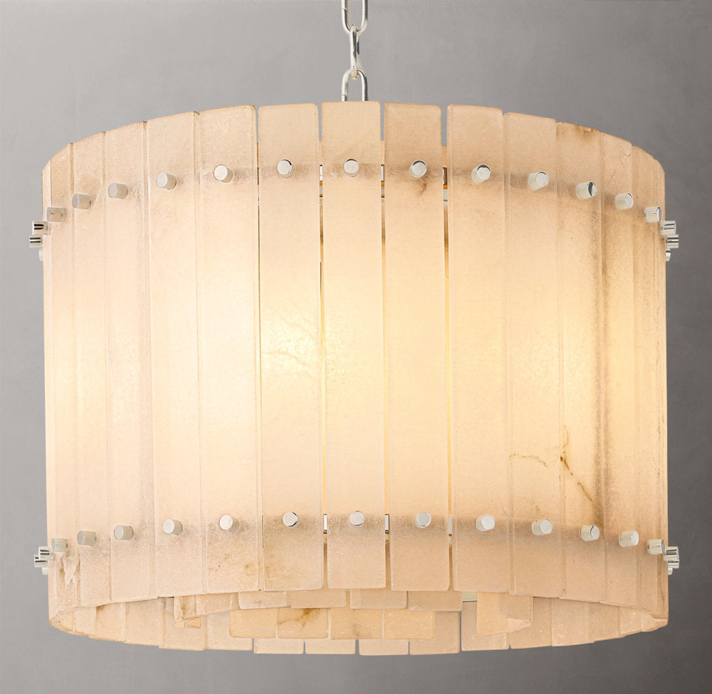 Meridian Alabaster Tiered Drum Chandelier
