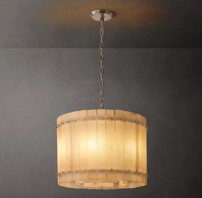 Meridian Alabaster Tiered Drum Chandelier