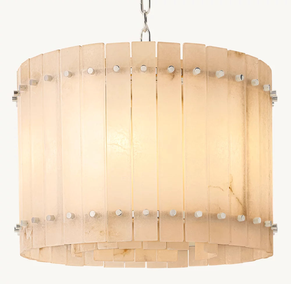 Meridian Alabaster Tiered Drum Chandelier