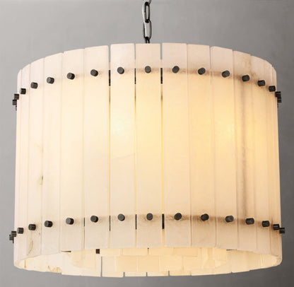 Meridian Alabaster Tiered Drum Chandelier