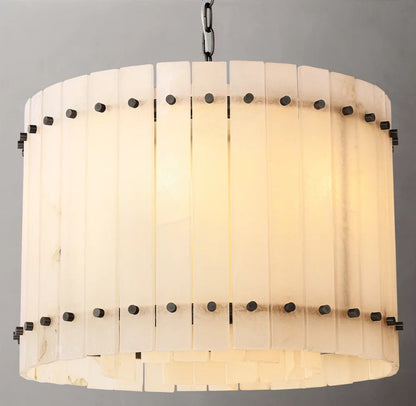 Meridian Alabaster Tiered Drum Chandelier