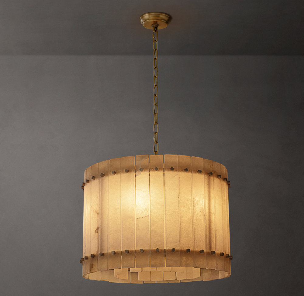 Meridian Alabaster Tiered Drum Chandelier