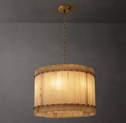 Meridian Alabaster Tiered Drum Chandelier