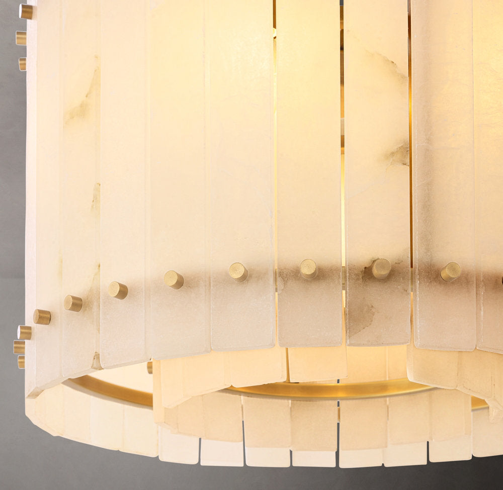 Meridian Alabaster Tiered Drum Chandelier
