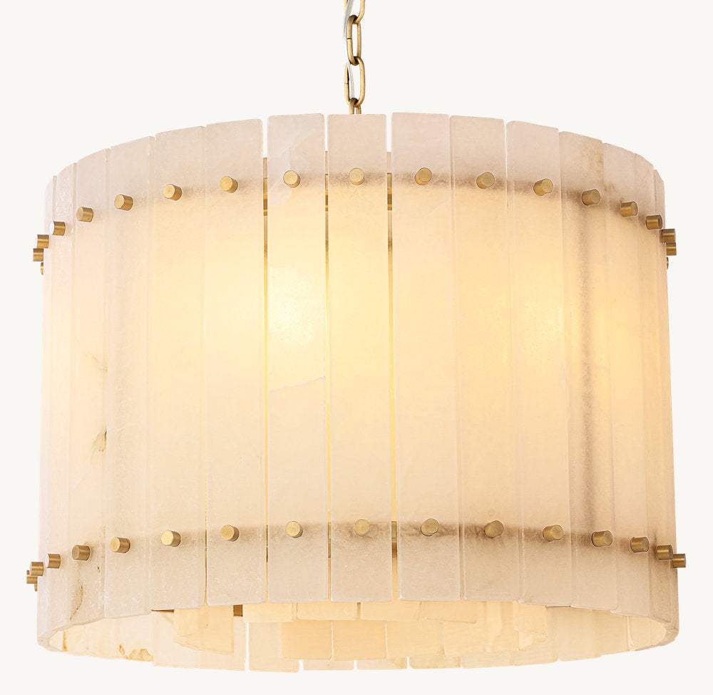 Meridian Alabaster Tiered Drum Chandelier