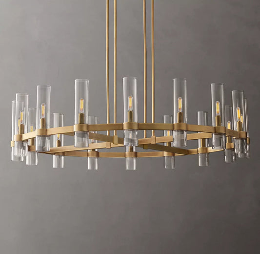 Milk Glass Radial Column Chandelier