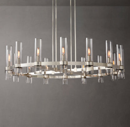 Milk Glass Radial Column Chandelier