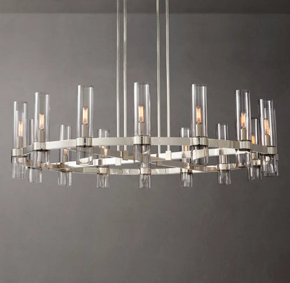 Milk Glass Radial Column Chandelier
