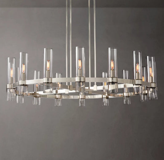 Milk Glass Radial Column Chandelier