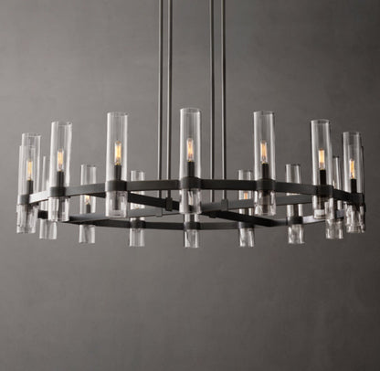 Milk Glass Radial Column Chandelier