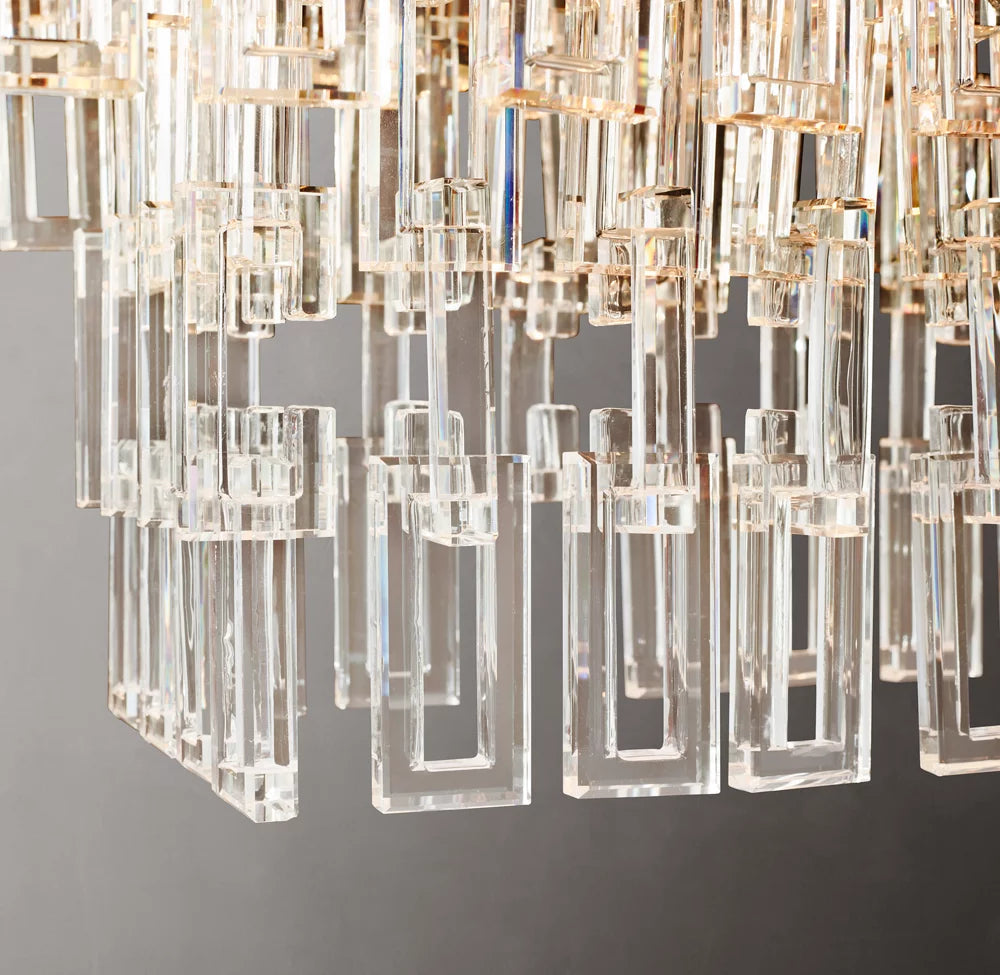 Monumental Linked Crystal Cascade Chandelier