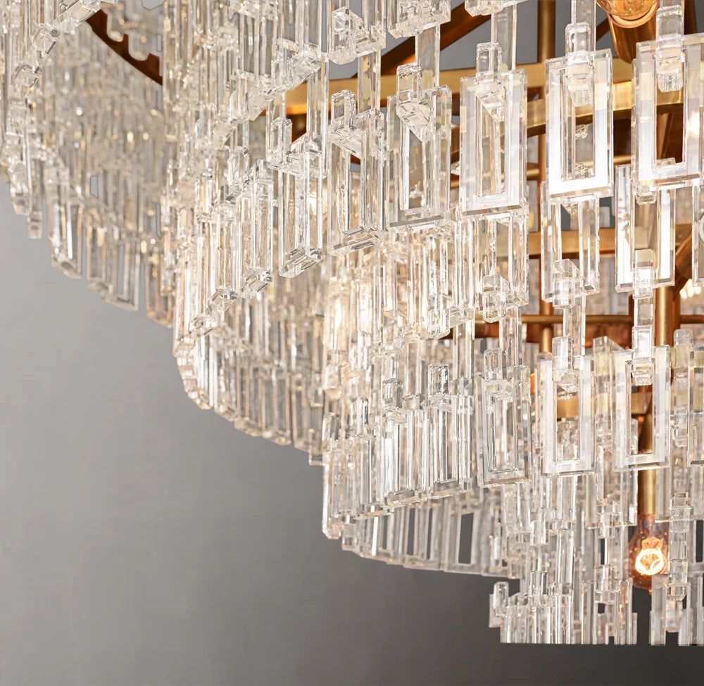 Monumental Linked Crystal Cascade Chandelier
