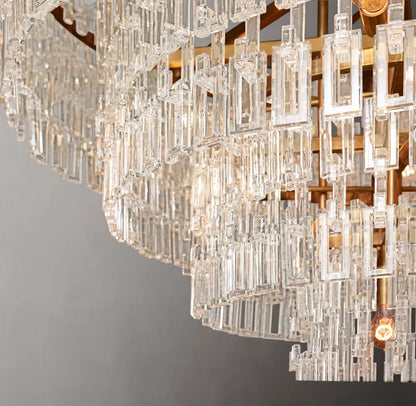 Monumental Linked Crystal Cascade Chandelier