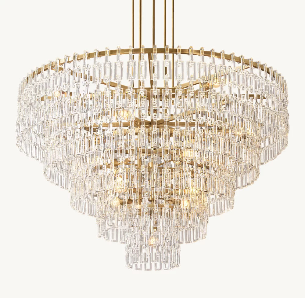 Monumental Linked Crystal Cascade Chandelier