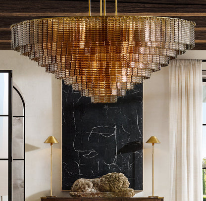 Monumental Textured Smoke Glass Chandelier