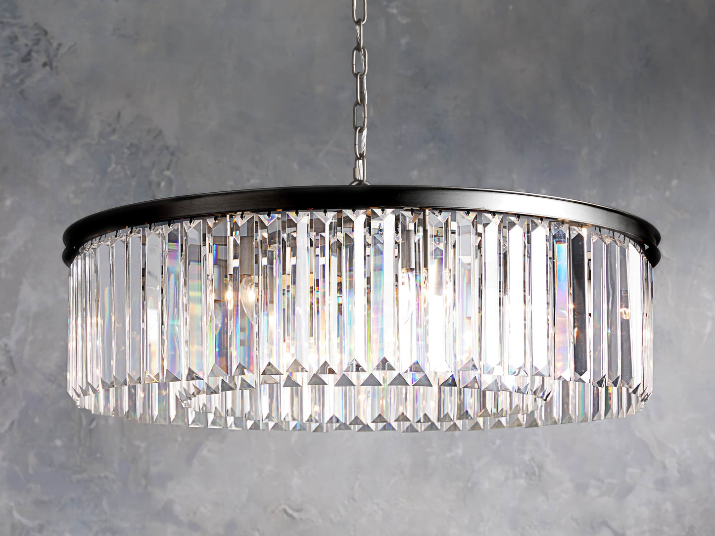 Oil-Rubbed Crystal Deco Chandelier