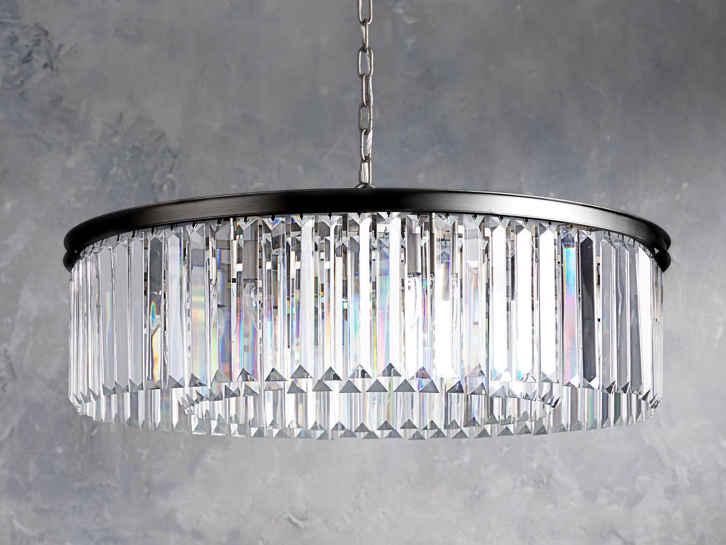 Oil-Rubbed Crystal Deco Chandelier