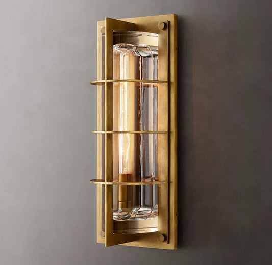 Optical Glass Bronze Outdoor Sconce