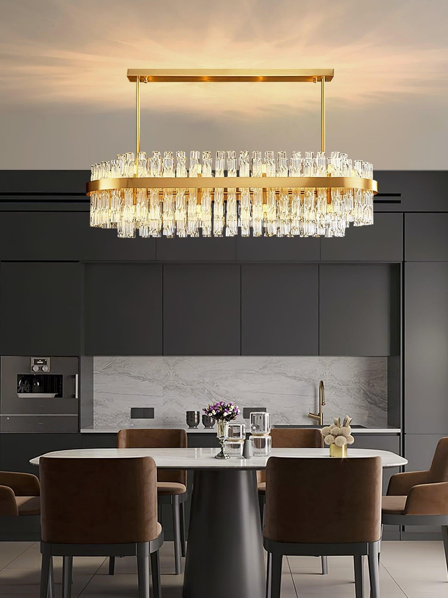 Radiant Crystal Rod Chandelier