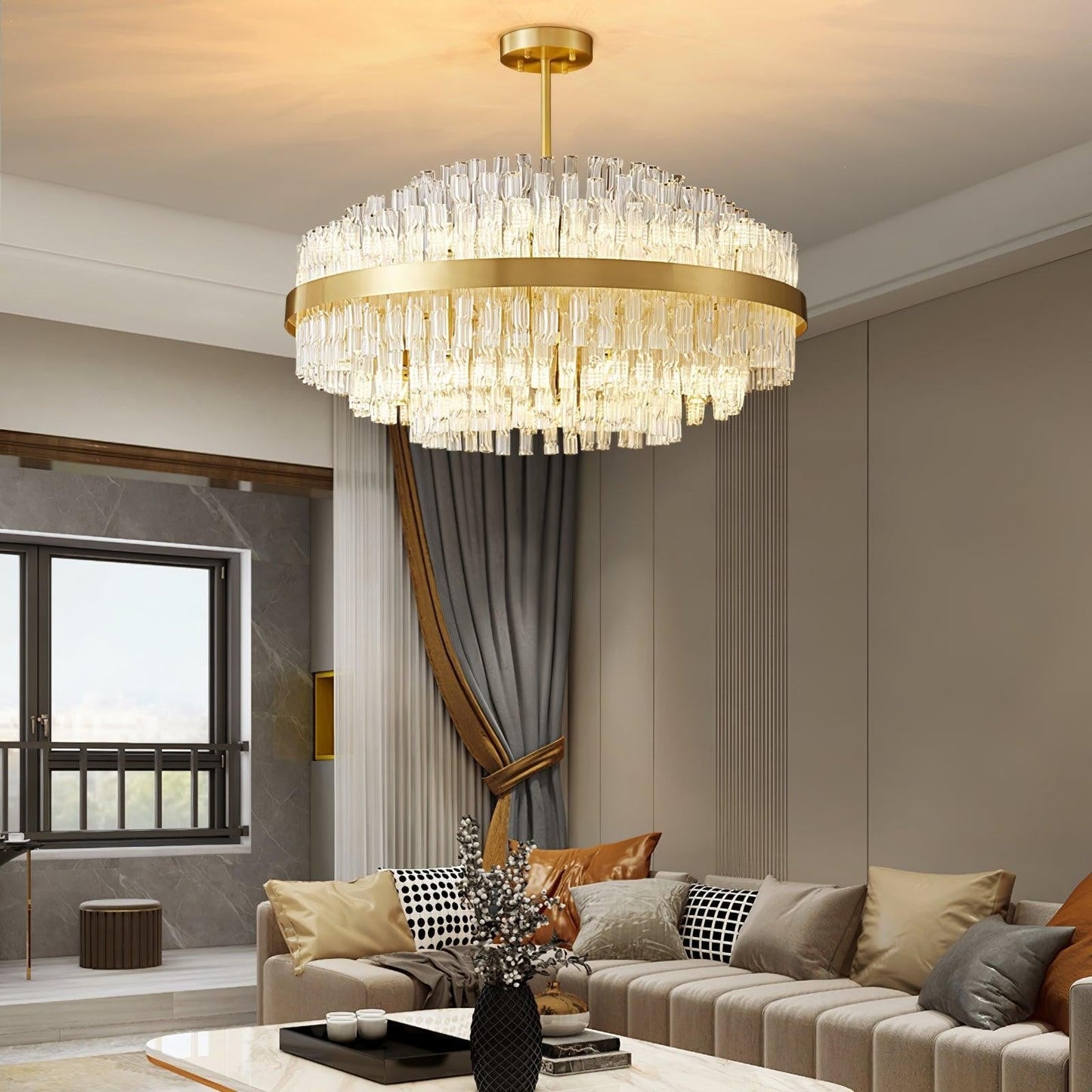 Radiant Crystal Rod Chandelier