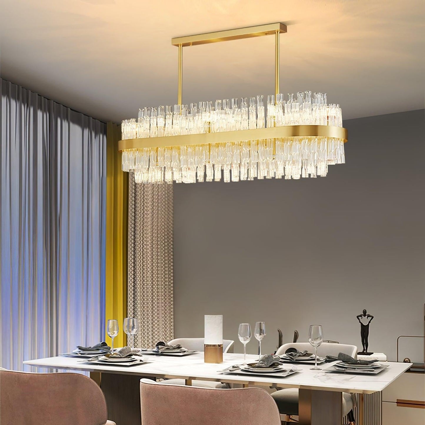 Radiant Crystal Rod Chandelier