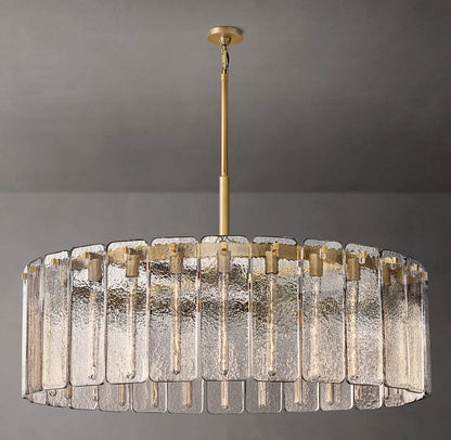 Rippled Cast Glass Drum Chandelier