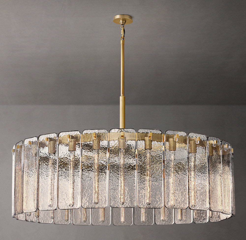 Rippled Cast Glass Drum Chandelier