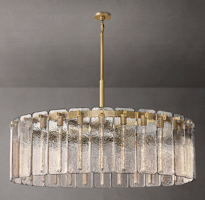 Rippled Cast Glass Drum Chandelier