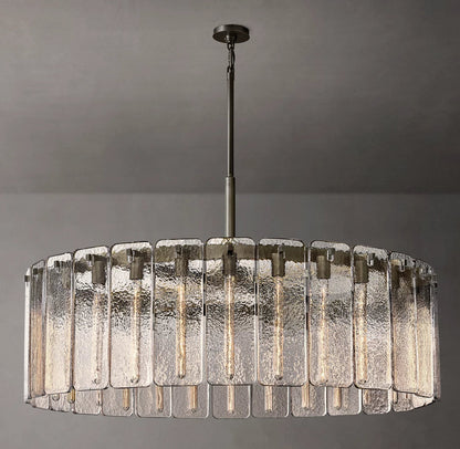 Rippled Cast Glass Drum Chandelier