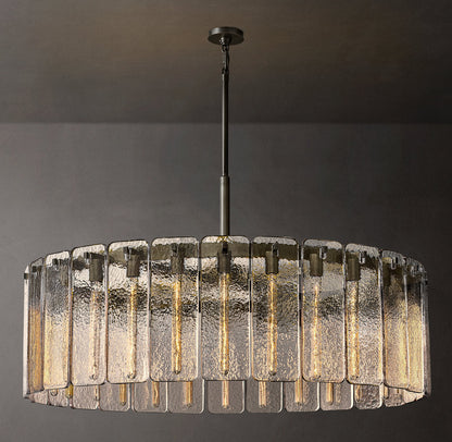 Rippled Cast Glass Drum Chandelier