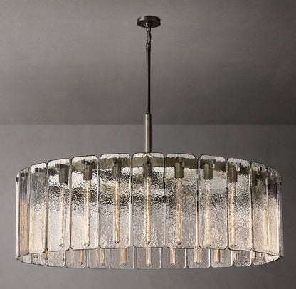 Rippled Cast Glass Drum Chandelier
