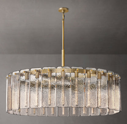 Rippled Cast Glass Drum Chandelier