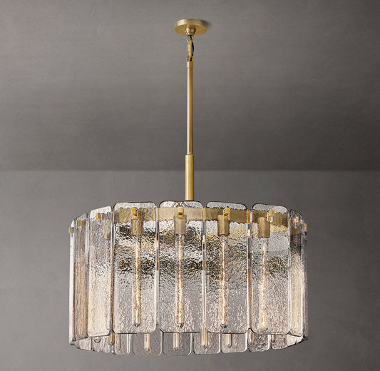 Rippled Glass Drum Chandelier