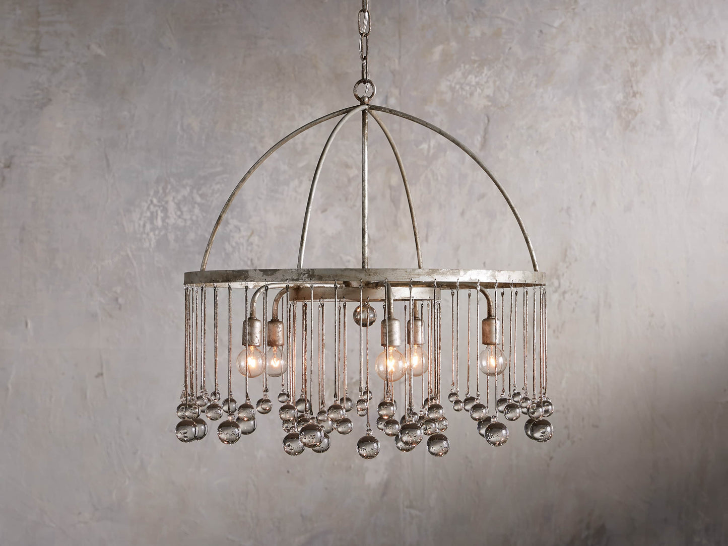 Silver Crystal Cage Chandelier