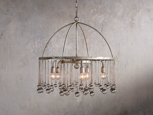 Silver Crystal Cage Chandelier