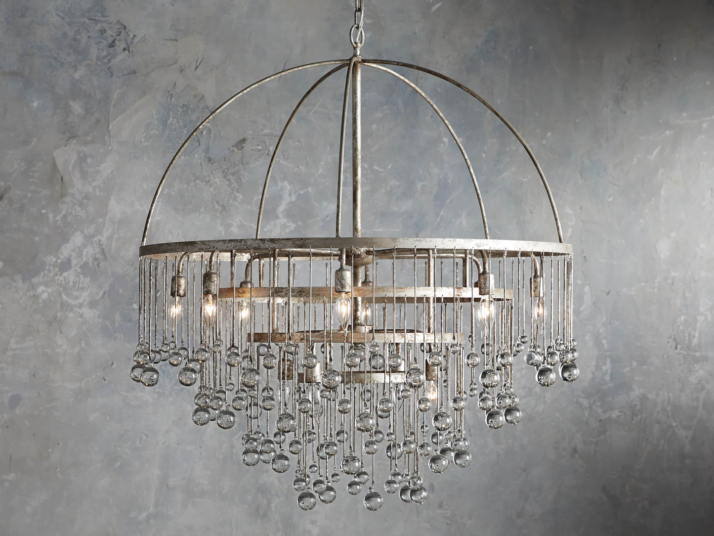 Silver Crystal Cage Chandelier