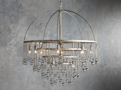 Silver Crystal Cage Chandelier