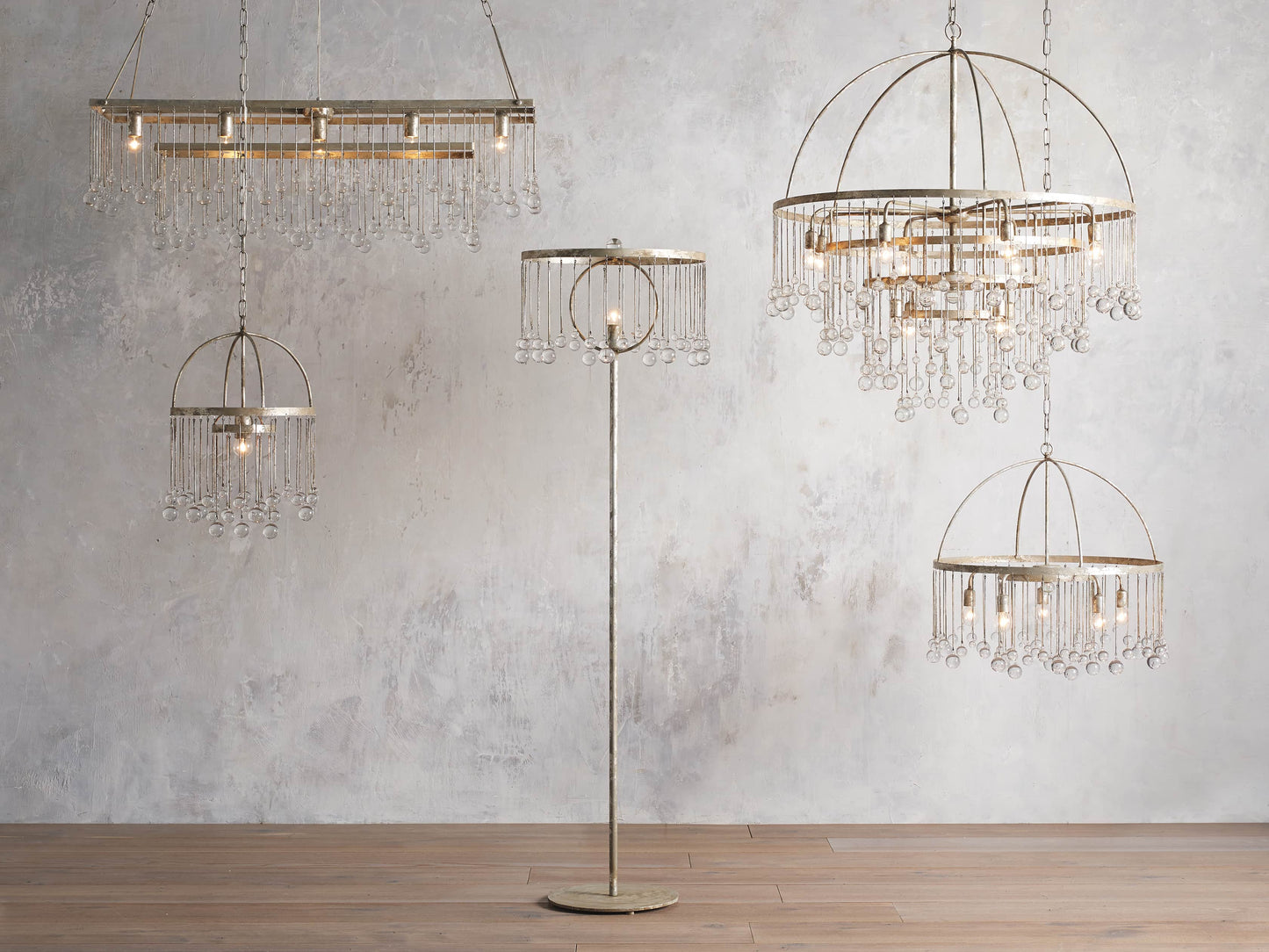 Silver Crystal Cage Chandelier