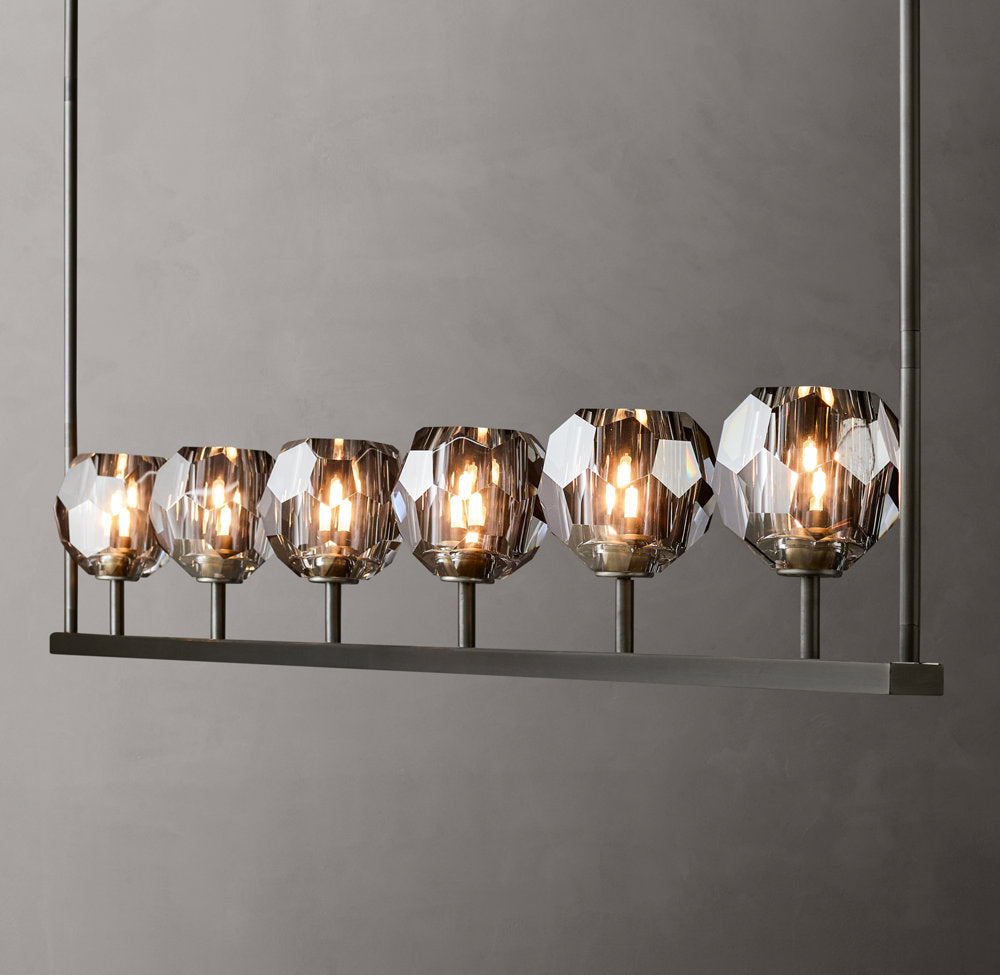 Smoke Crystal Sphere Beam Chandelier