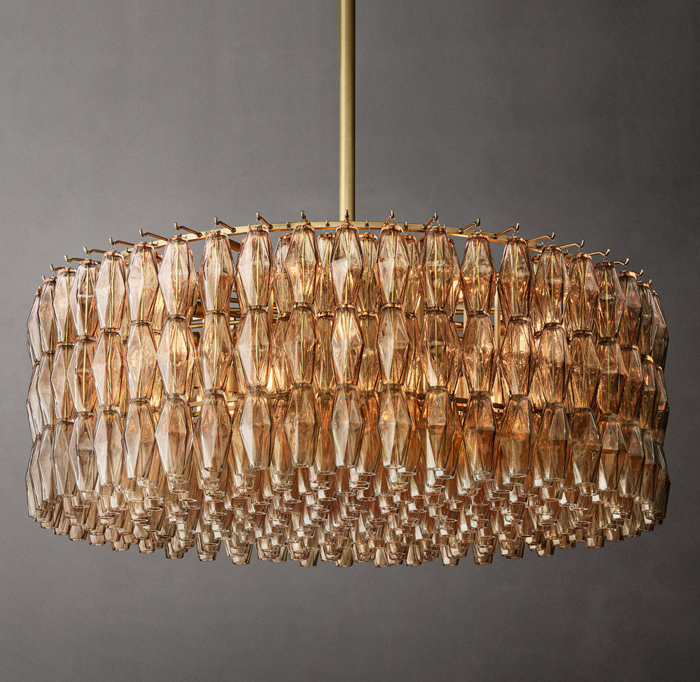 Smoke Glass Polyhedron Crown Chandelier