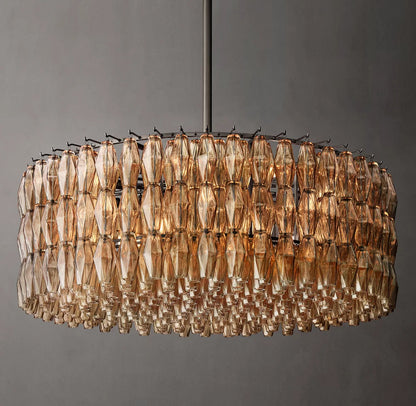 Smoke Glass Polyhedron Crown Chandelier