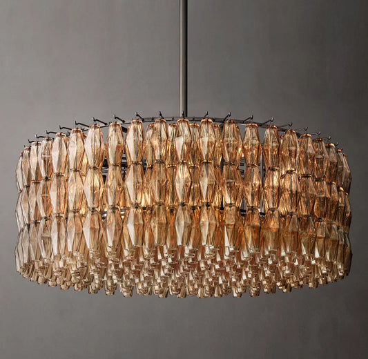 Smoke Glass Polyhedron Crown Chandelier