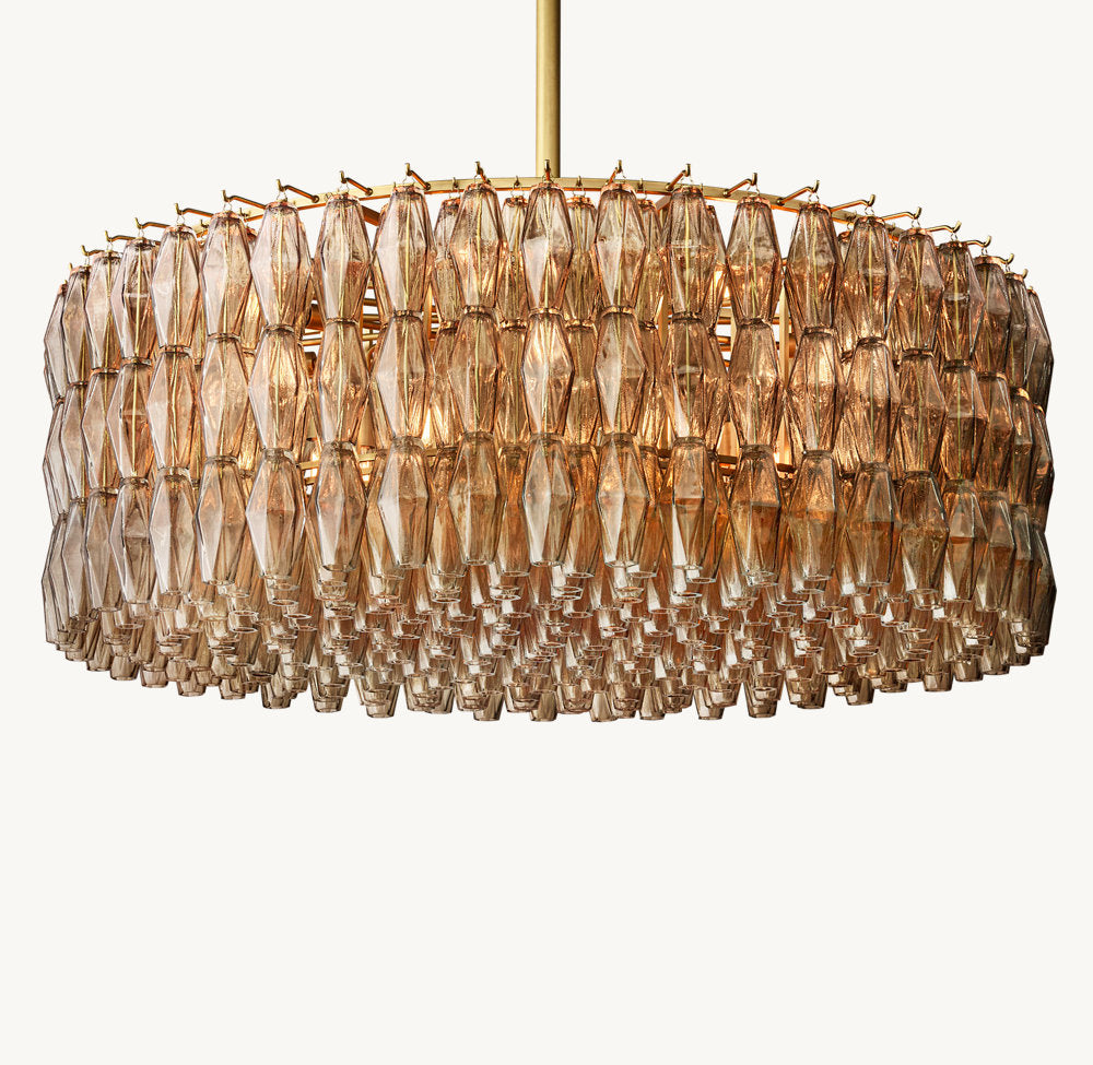 Smoke Glass Polyhedron Crown Chandelier