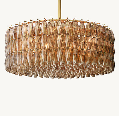 Smoke Glass Polyhedron Crown Chandelier