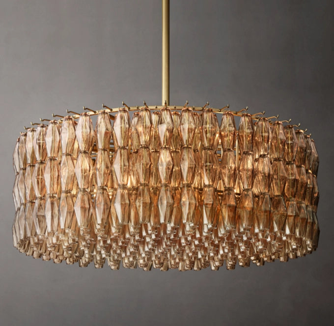 Smoke Glass Polyhedron Crown Chandelier