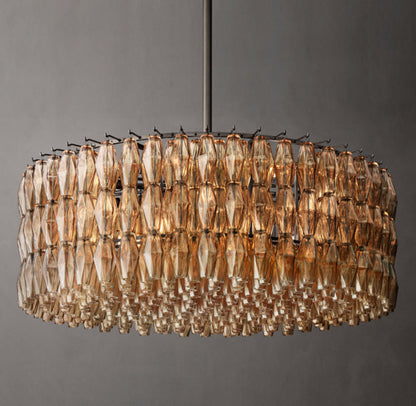 Smoke Glass Polyhedron Crown Chandelier