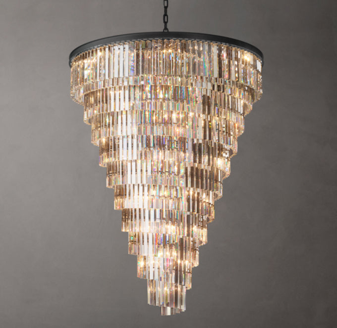 Spiral Optical Prism Tower Chandelier