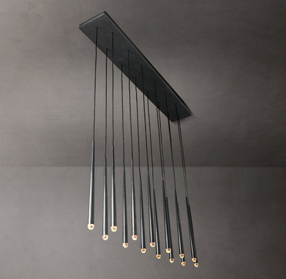 Suspended Brass Column LED Chandelier