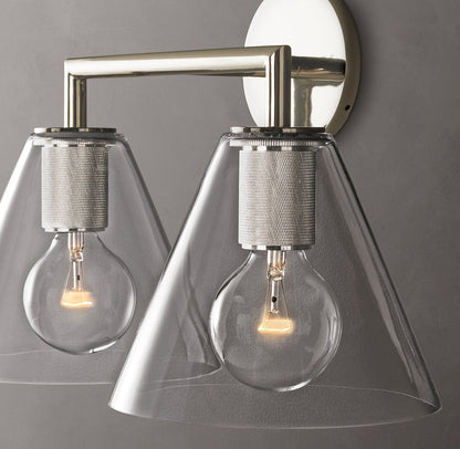 Twin Funnel Glass Vanity Sconce